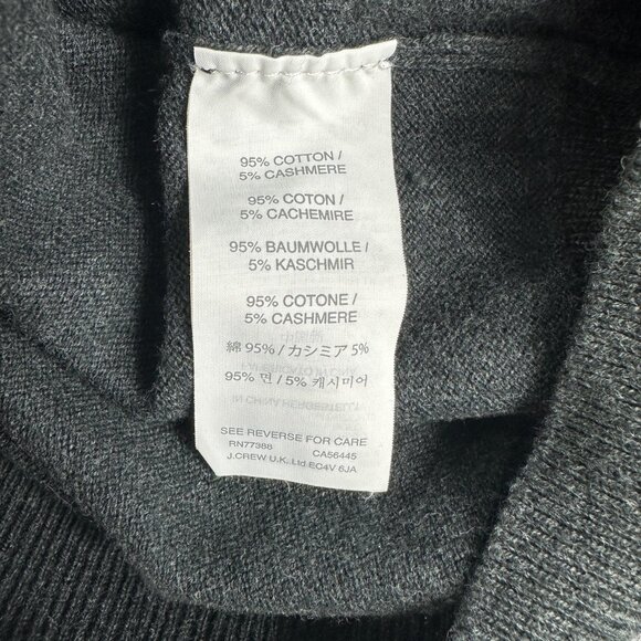 J Crew Sweater Mens Large Cotton Cashmere Charcoal Gray V Neck Long Sleeve - Picture 5 of 7